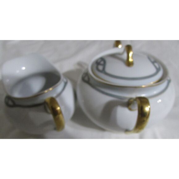 Meito China covered sugar and creamer set Helena pattern 1920-1940 art deco - Picture 5 of 8